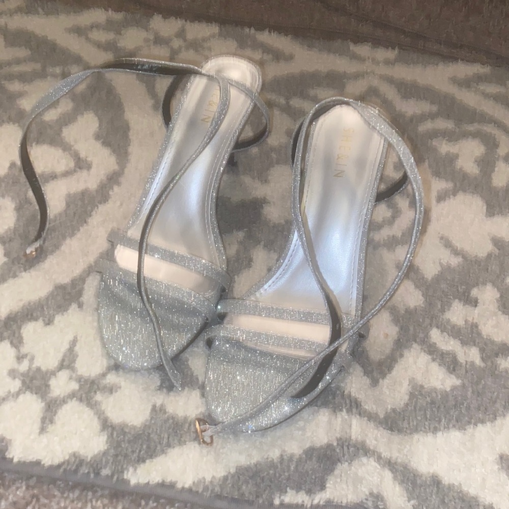 Silver sparkly heels